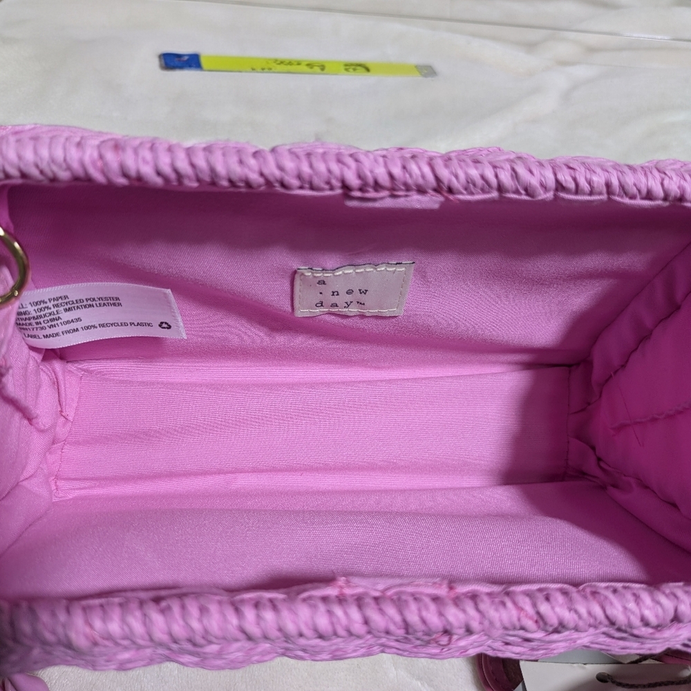NWT A New Day Target Pink Straw Bag Crossbody and Chain Strap Easter Barbiecore - Picture 8 of 13
